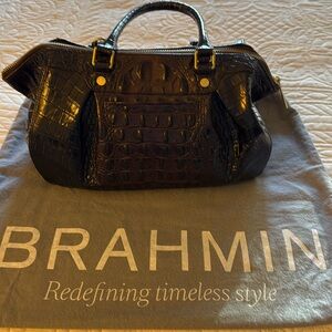 Brahmin Rich Brown Croc Embossed Bag